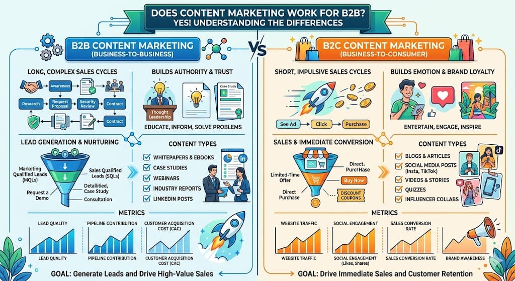 b2b content marketing differences