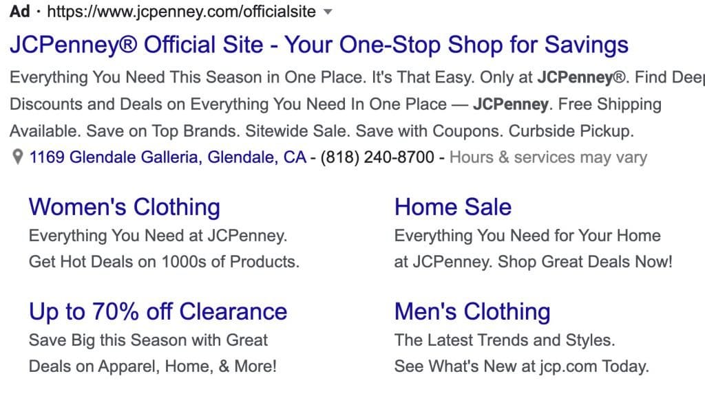 extensions in search