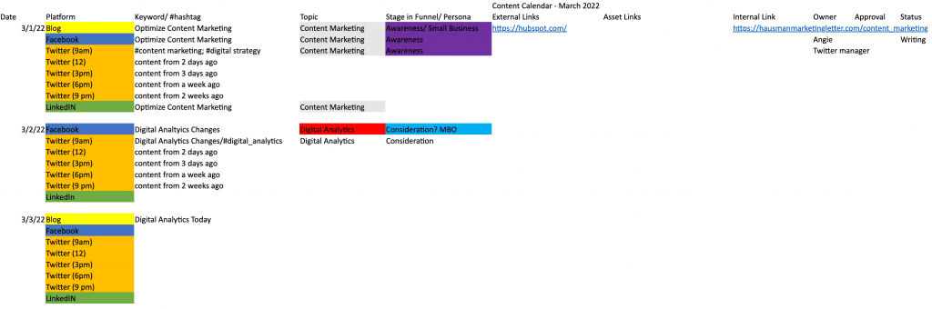 content calendar template