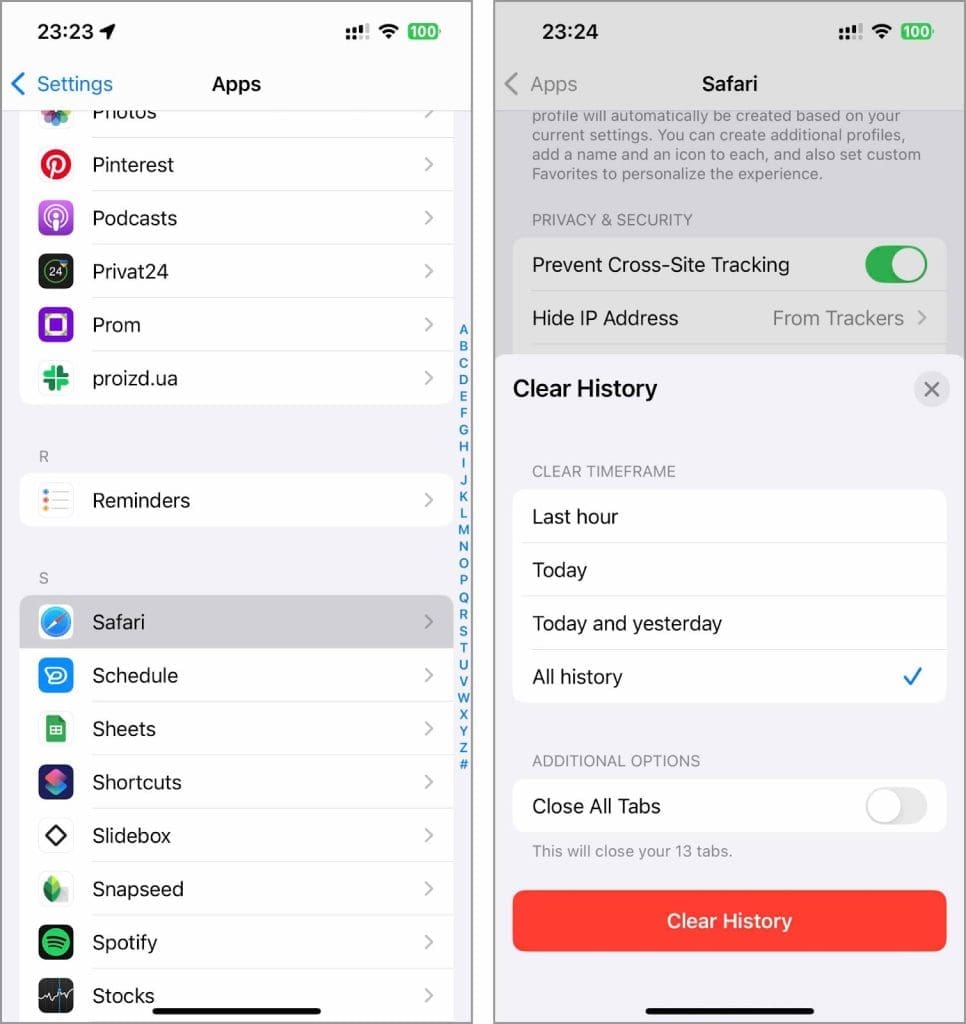 clear your browser history on your business iphone
